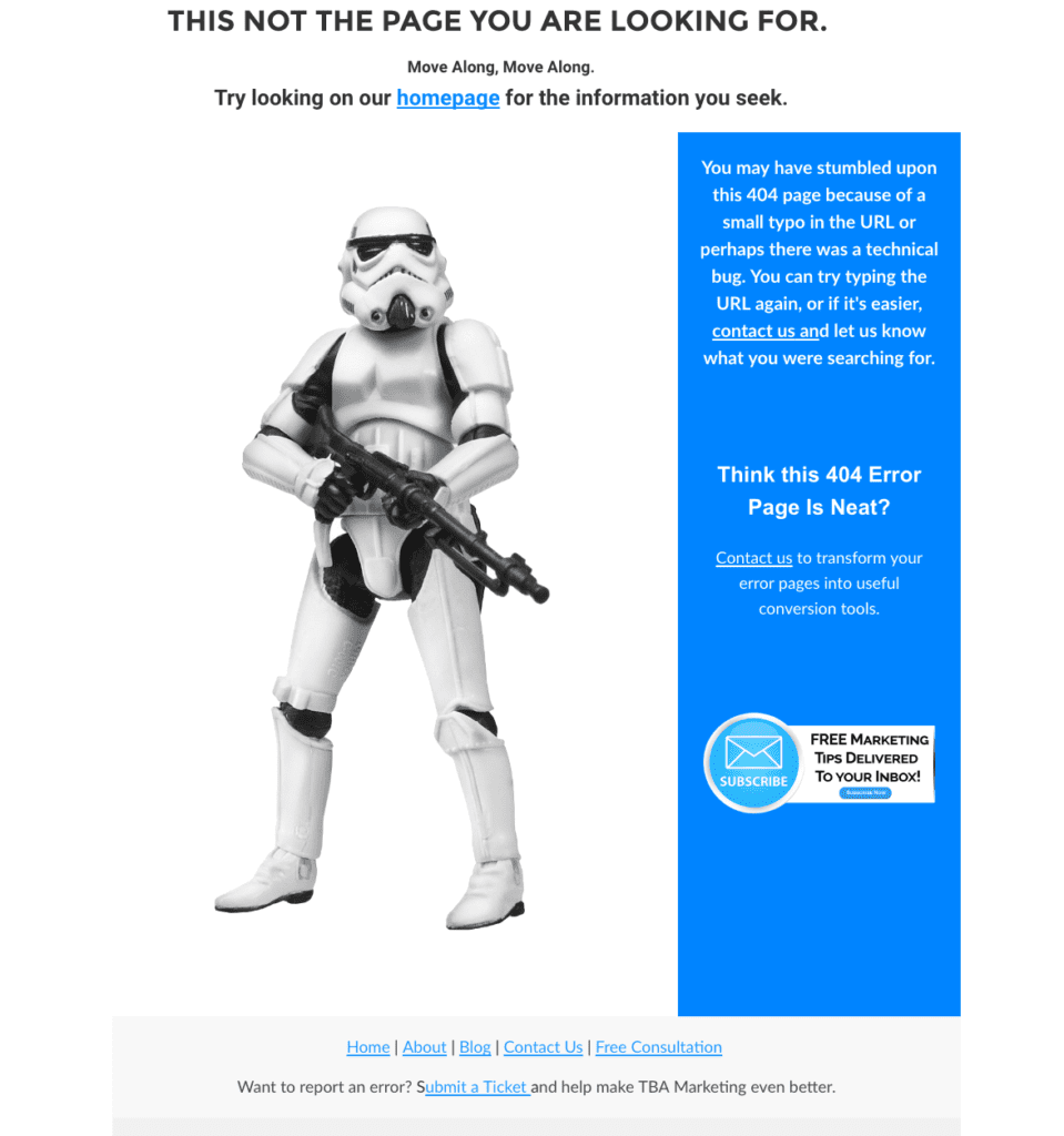 custom 404 page star wars stormtrooper