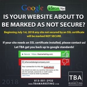 Google SSL Alert - Not Secure Website - TBA Marketing